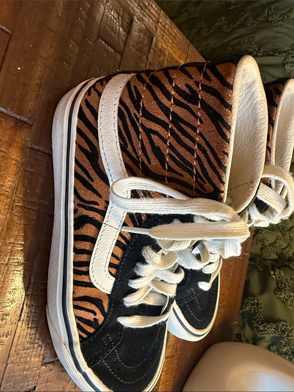 Vans women’s High-Top Sneakers with Tiger Stripe & White Accents